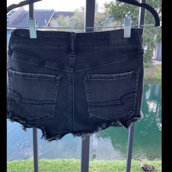 American Eagle Black Distressed Shorts, Size 6 - Picture 3 of 4